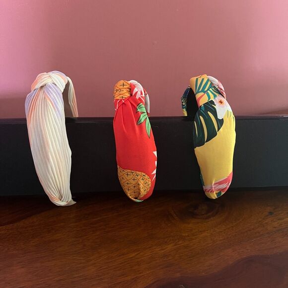 Padded Headband Bundle Pastel Floral Tropical Pineapple Halo Cloth 3 Hairbands - Picture 2 of 16